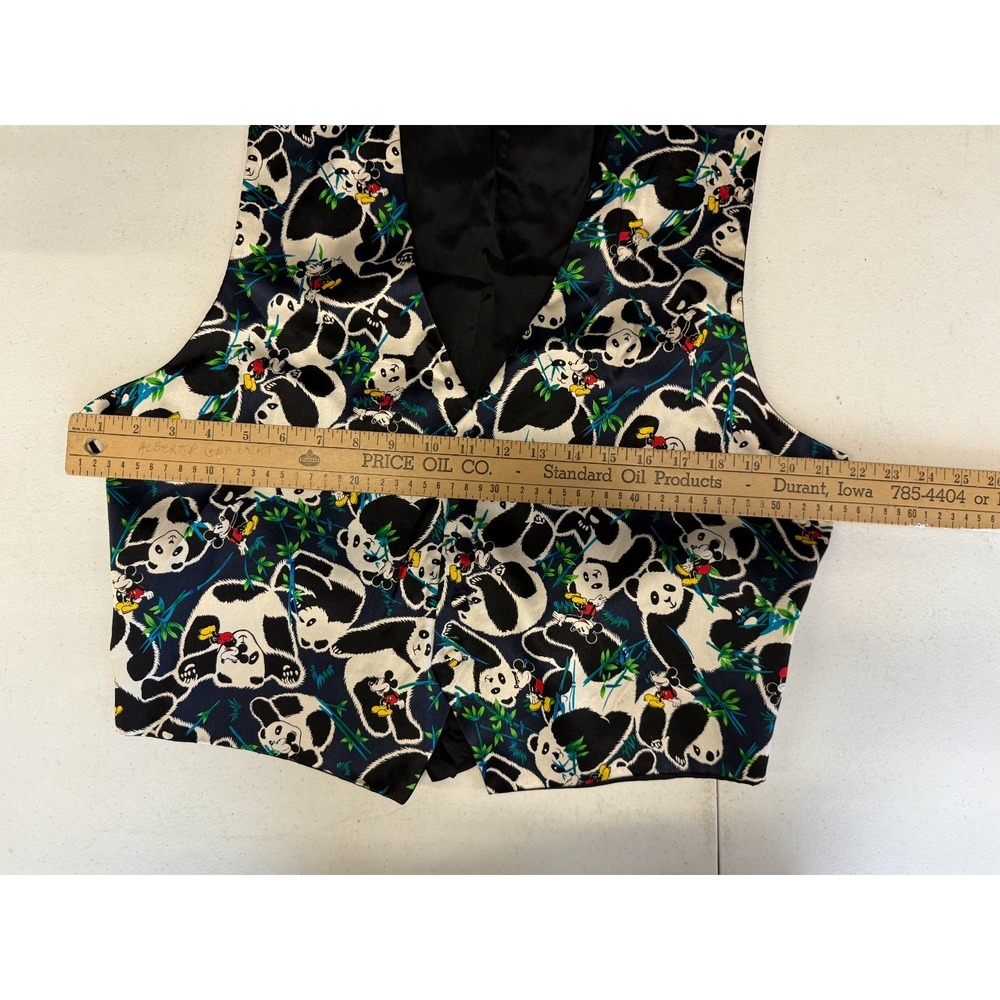 Vintage Mickey Inc Disney 100% Silk Vest Black Men's Large Mickey Mouse - Picture 10 of 12
